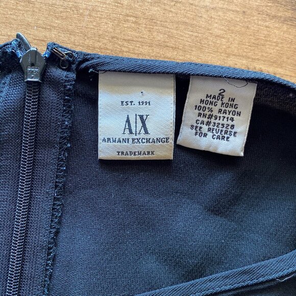 Vintage 1990s/2000s Armani Exchange Little Black Shift Dress - Size XS - Picture 3 of 8